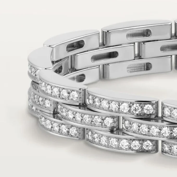 Pulseira Maillon Panthere, Três Filas, Pavé