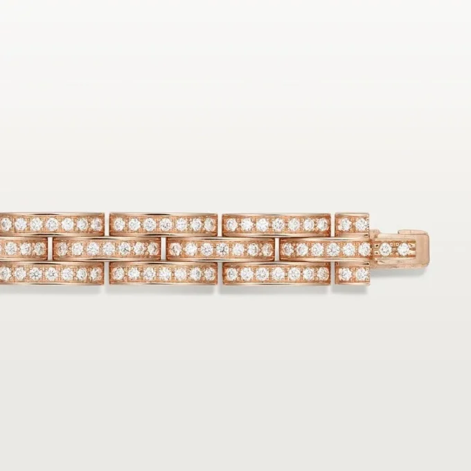 Pulseira Maillon Panthere, Três Filas, Pavé