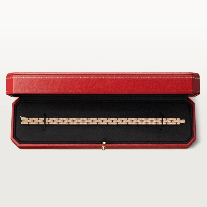 Pulseira Maillon Panthere, Três Filas, Pavé