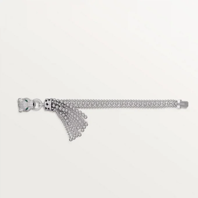 Pulseira Panthere De Cartier, em corrente, semi-pavimentada