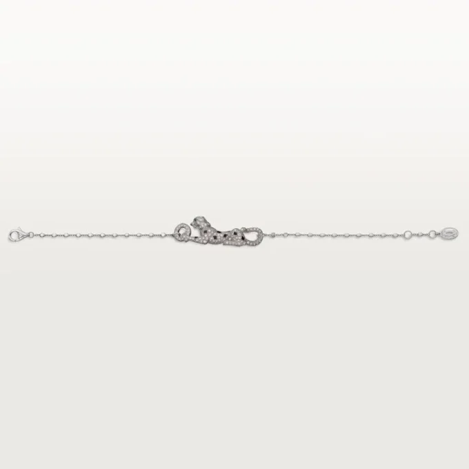 Pulseira Panthere De Cartier, em corrente, semi-pavimentada