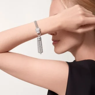 Pulseira Panthere De Cartier, em corrente, semi-pavimentada