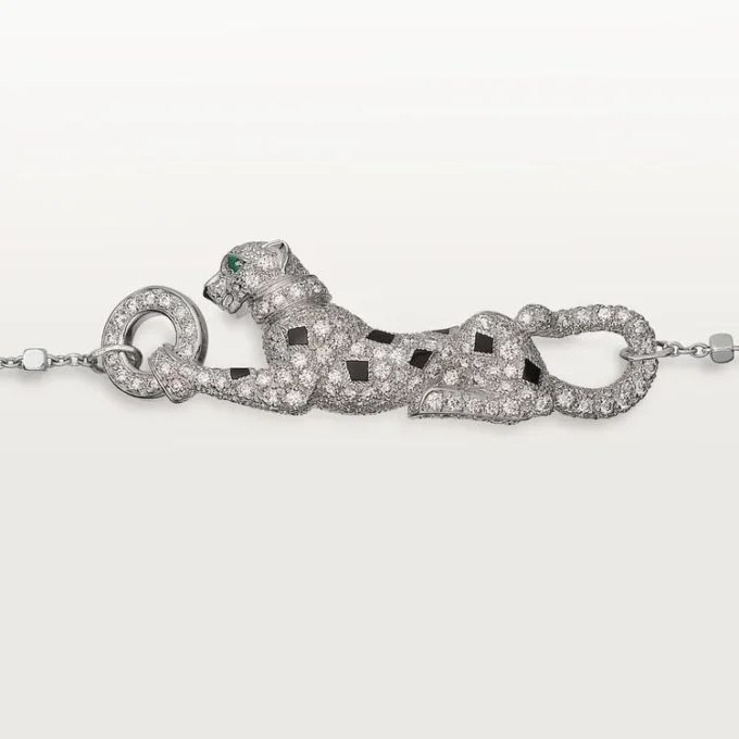 Pulseira Panthere De Cartier, em corrente, semi-pavimentada