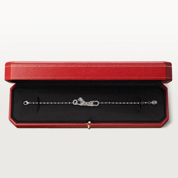 Pulseira Panthere De Cartier, em corrente, semi-pavimentada