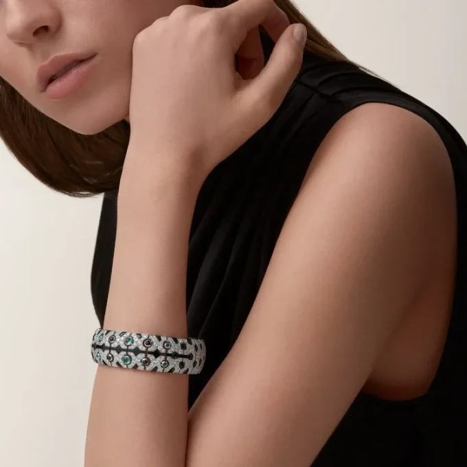 Pulseira Panthere De Cartier, Esmeralda, Pavé