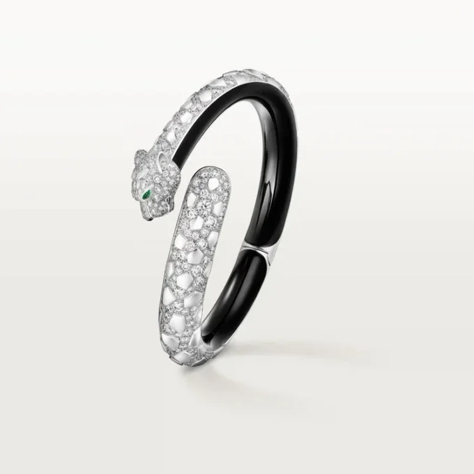 Pulseira Panthere De Cartier, Laca Preta, Pavé