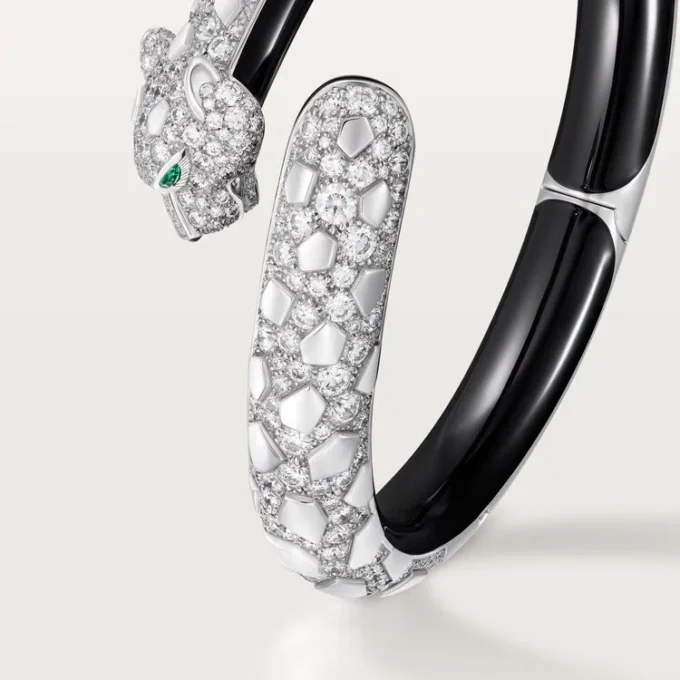 Pulseira Panthere De Cartier, Laca Preta, Pavé