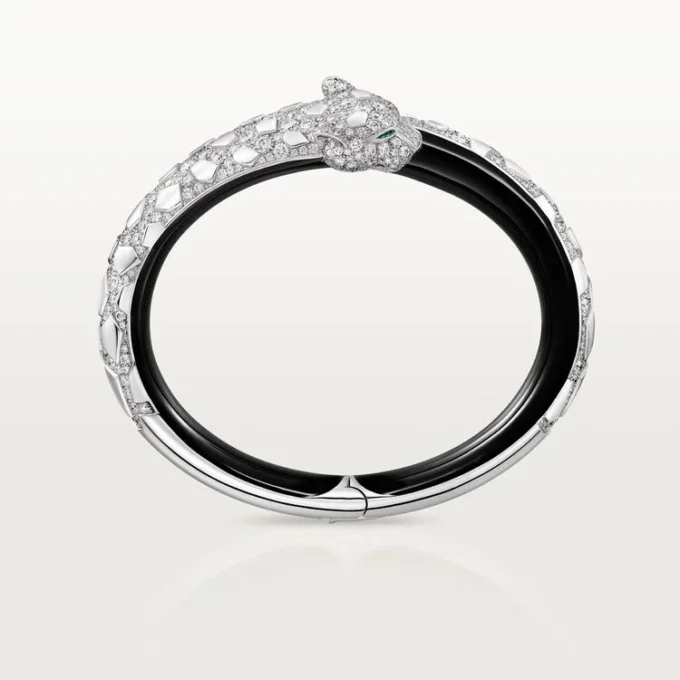 Pulseira Panthere De Cartier, Laca Preta, Pavé