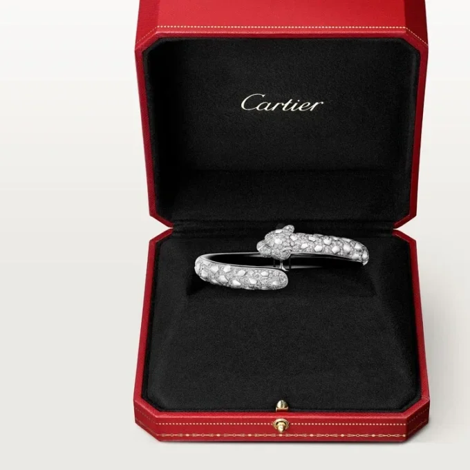 Pulseira Panthere De Cartier, Laca Preta, Pavé