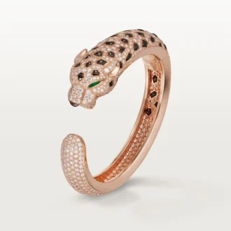 Pulseira Panthere De Cartier, obsidiana, pavé