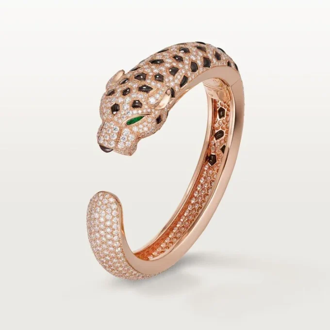 Pulseira Panthere De Cartier, obsidiana, pavé