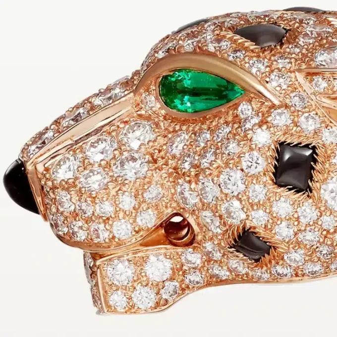 Pulseira Panthere De Cartier, obsidiana, pavé