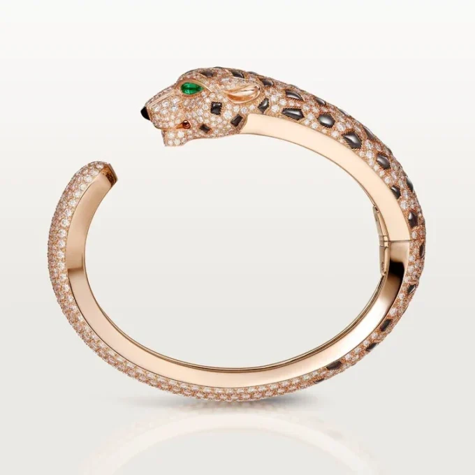Pulseira Panthere De Cartier, obsidiana, pavé