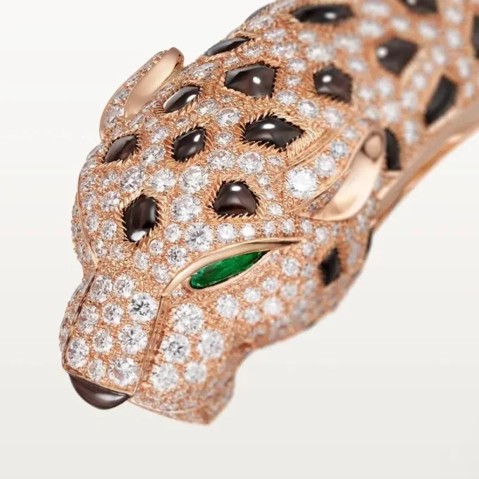 Pulseira Panthere De Cartier, obsidiana, pavé