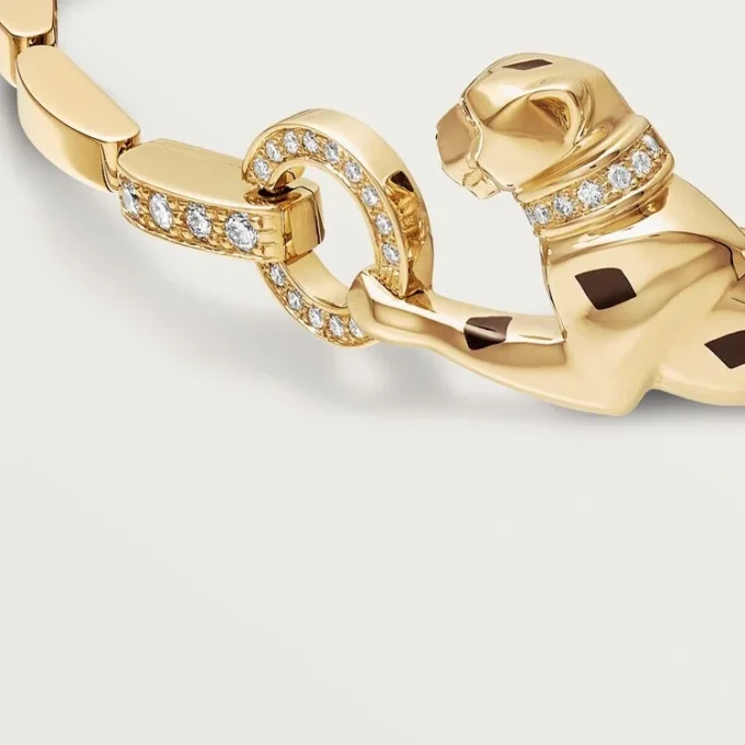 Pulseira Panthere De Cartier – Ouro Amarelo, Laca, Diamante, Granada Tsavorita, Ônix – Cartier